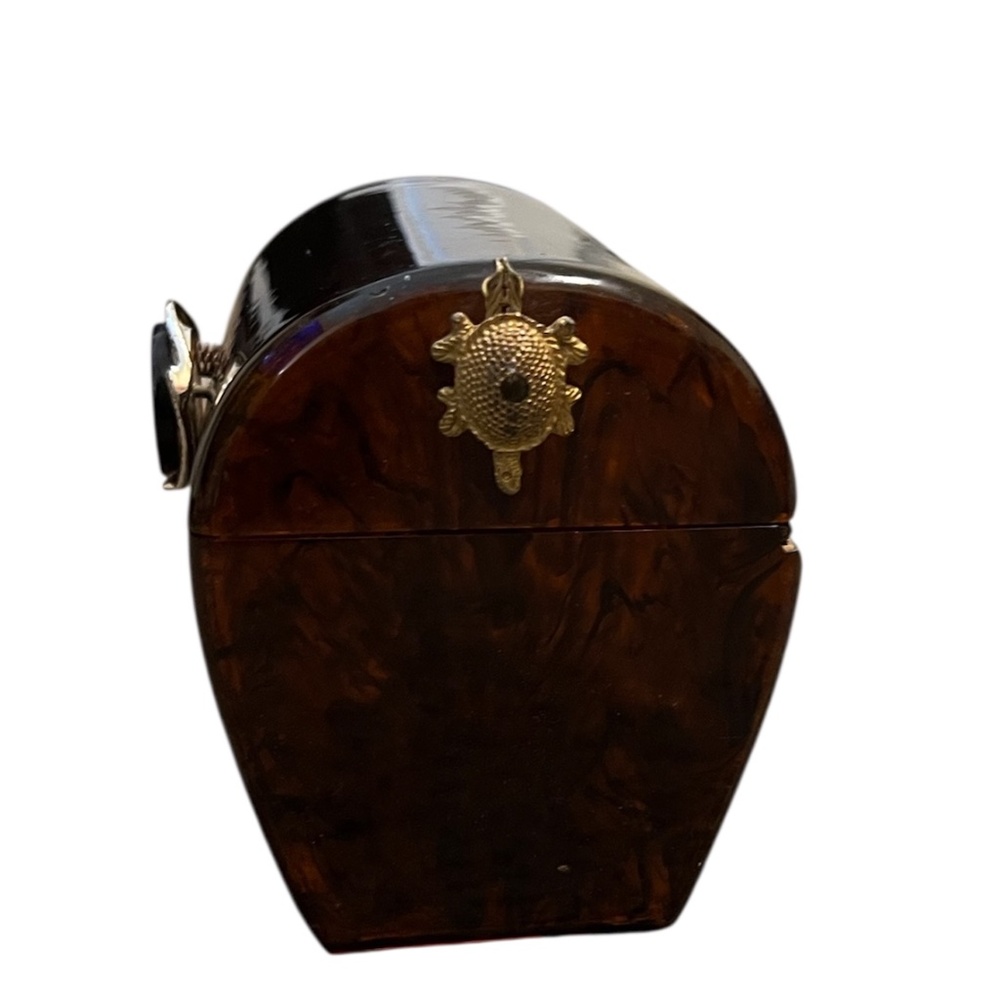 Vintage Wilards brown faux tortoise shell Root Beer Lucite lucite box bag purse - Picture 5 of 9